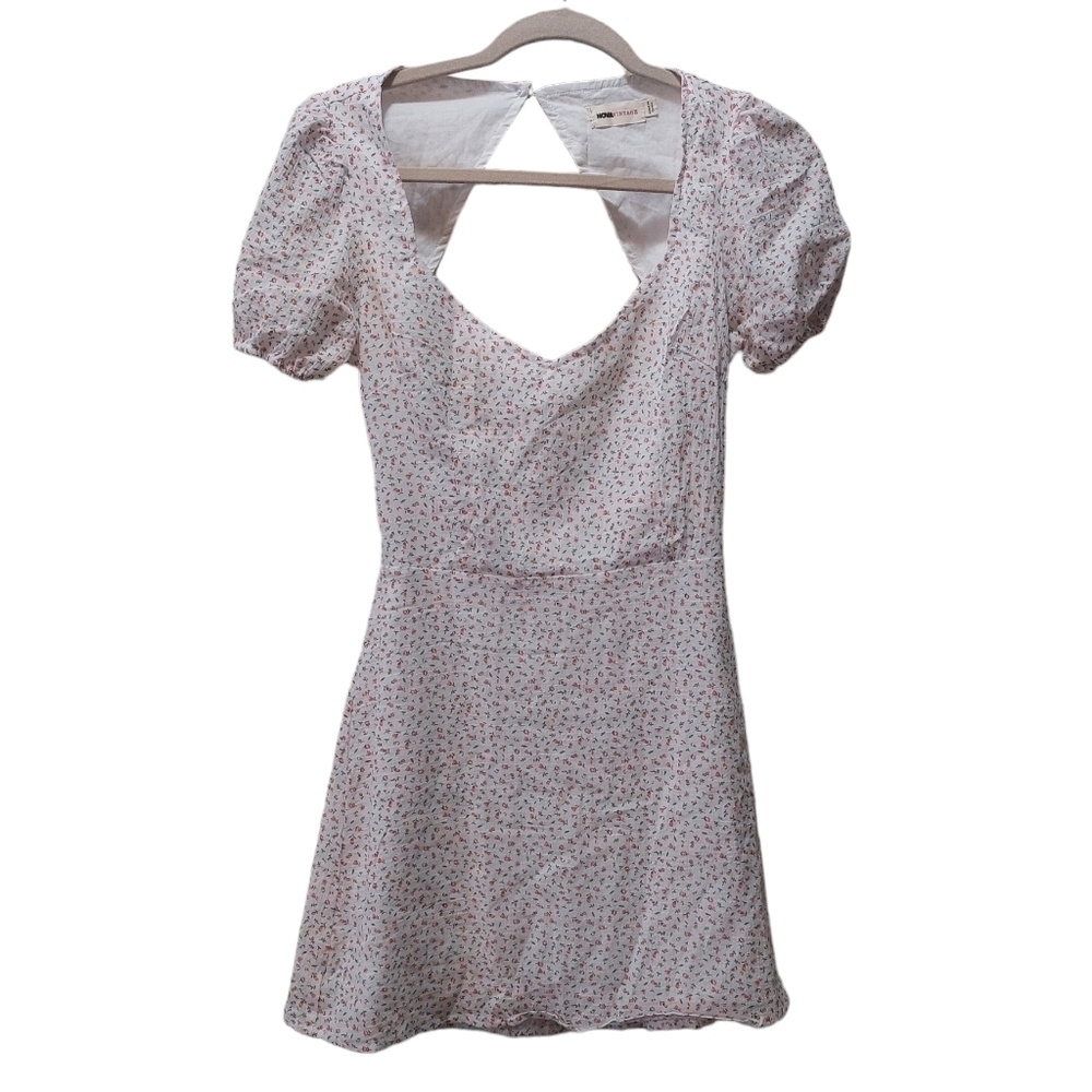NOVA Vintage Short Sleeve Romantic Floral Print Mini Dress- size XS